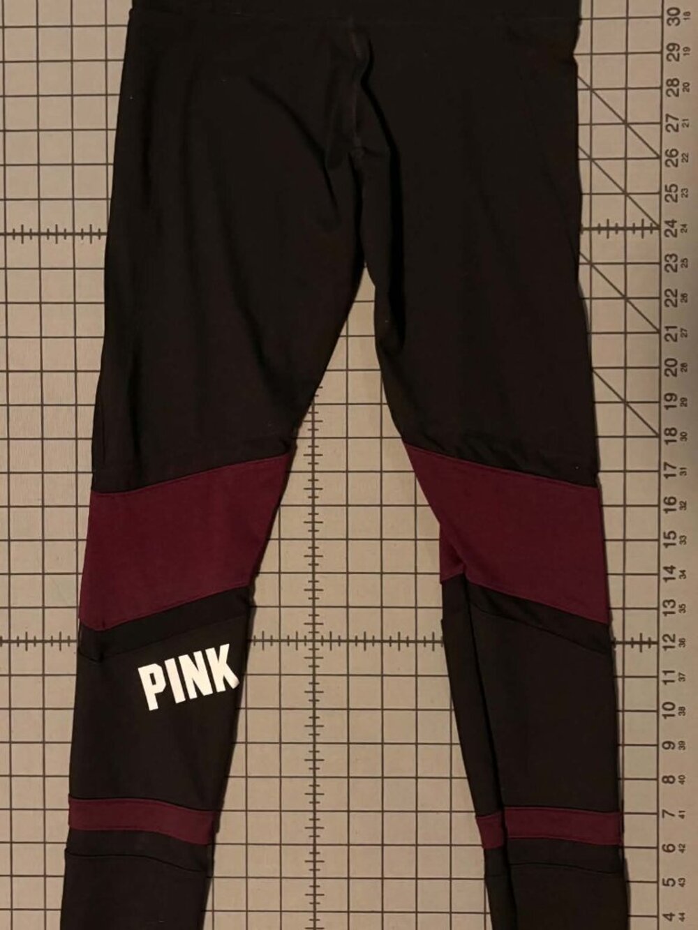 PINK Victoria's Secret Ultimate Leggings XS Black Burgundy Colorblock Mesh